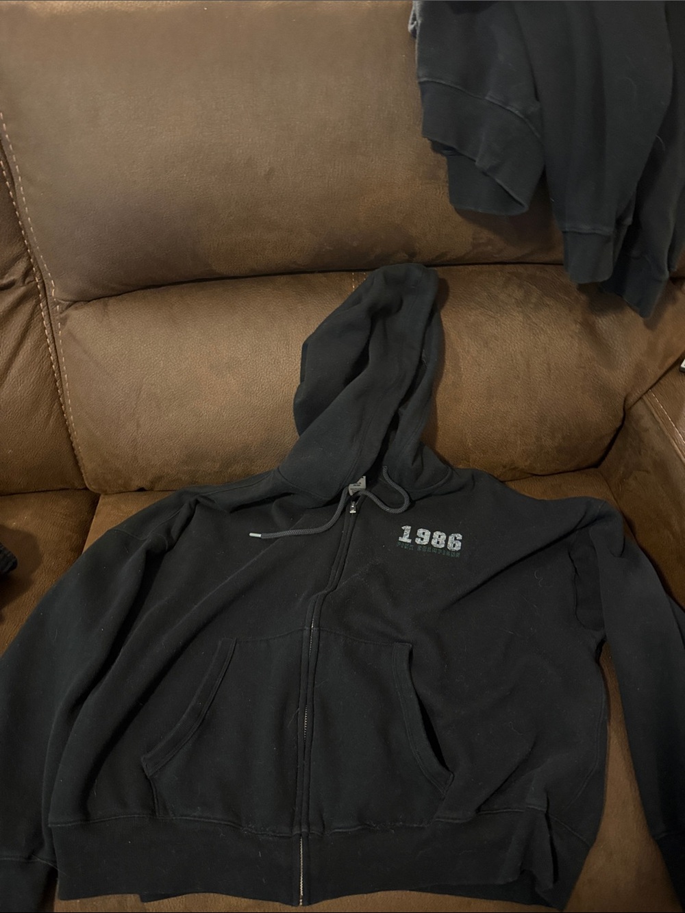 PINK Victoria's Secret Black Kids Zip-Up Hoodie with 1986 Detail